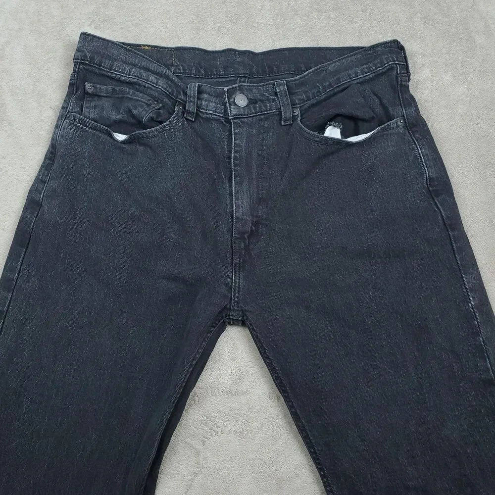 Levis 505 Jeans Mens 34x34 Gray Charcoal Wash Regular Straight Zip Fly Stretch